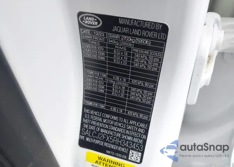 2024 Land Rover Discovery Sport Core S z USA, uszkodzony, nr VIN SALCJ2FX5RH343453